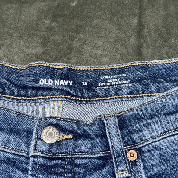 Old Navy Curvy Sky Hi Straight Jeans Womens 12 Blue Secret Slim Extra High Rise - Picture 9 of 10
